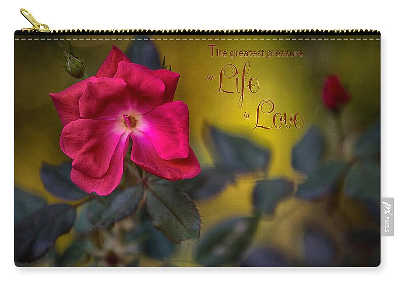 Roses Zip Pouch featuring the photograph In Love with Message by Mary Buck