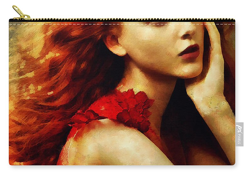 Redhead Zip Pouch featuring the painting In My Next Life by Janice MacLellan