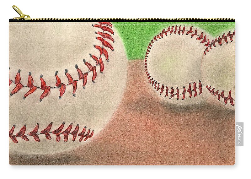 Baseball Zip Pouch featuring the drawing In the Dirt by Troy Levesque