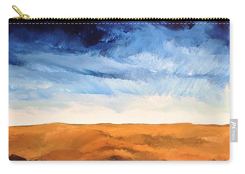 Dark Blue Sky Carry-all Pouch featuring the painting In The Distance by Linda Bailey