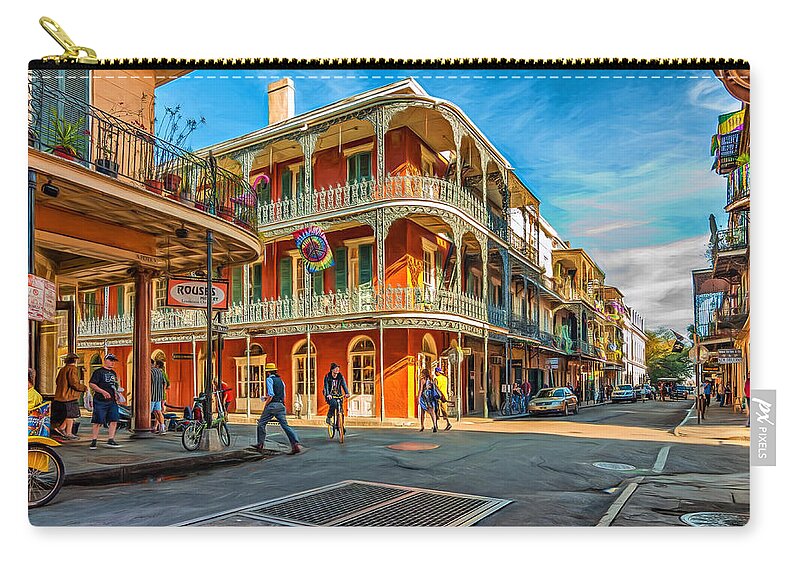 French Quarter Zip Pouch featuring the photograph In the French Quarter - Paint by Steve Harrington