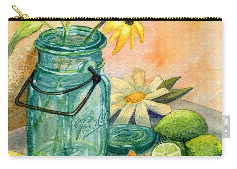 Still Life Zip Pouch featuring the painting In The Lime Light by Marilyn Smith