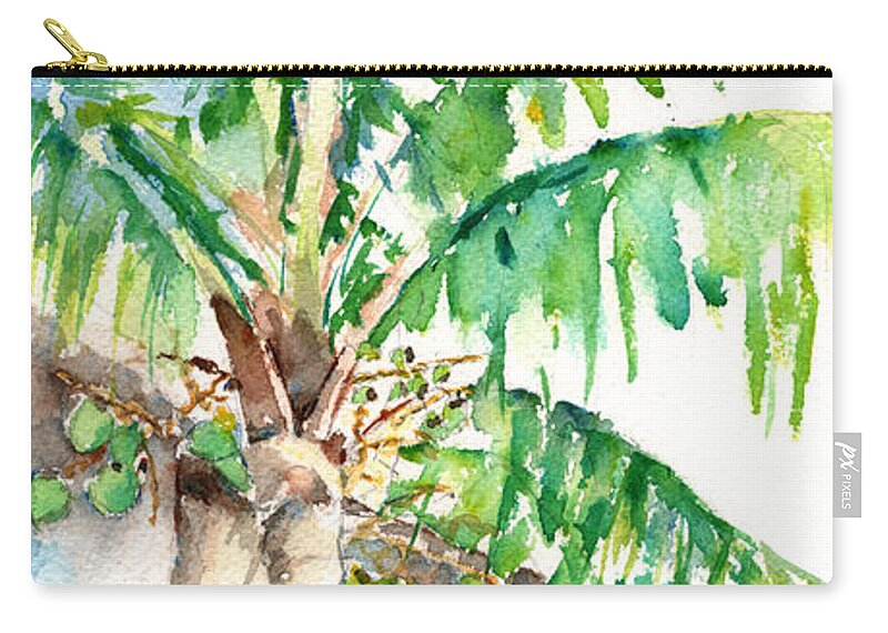 Palm Tree Zip Pouch featuring the painting In the Palm by Claudia Hafner