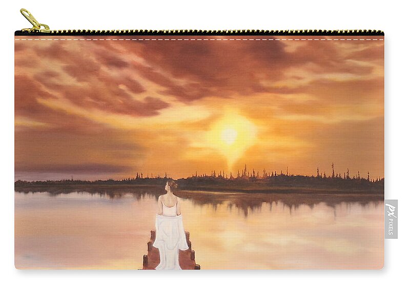 Landscape Zip Pouch featuring the painting In The Stillness by Jeanette Sthamann