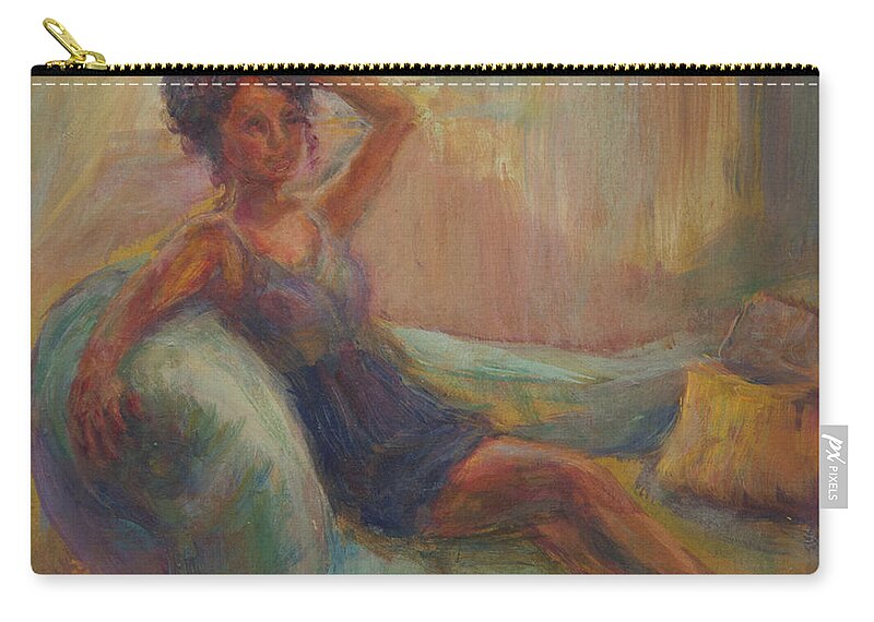 Woman Zip Pouch featuring the painting In the Window Light by Quin Sweetman