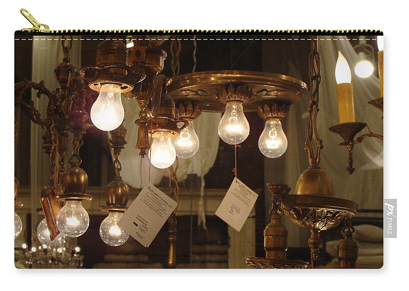 Incandescent Bulbs Zip Pouch featuring the photograph Incandesense by Ira Shander
