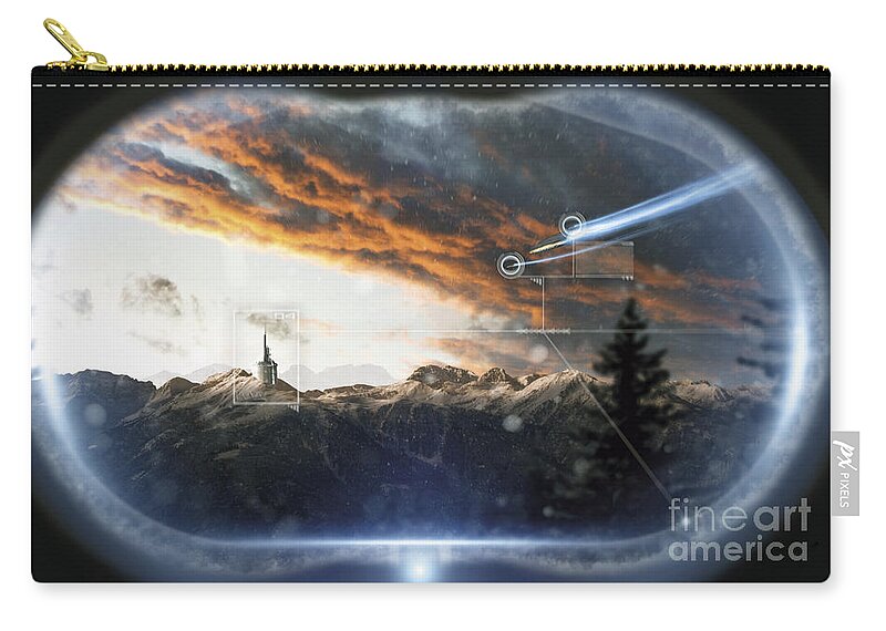 Horizontal Zip Pouch featuring the digital art Incoming Ships Being Watched by Tobias Roetsch