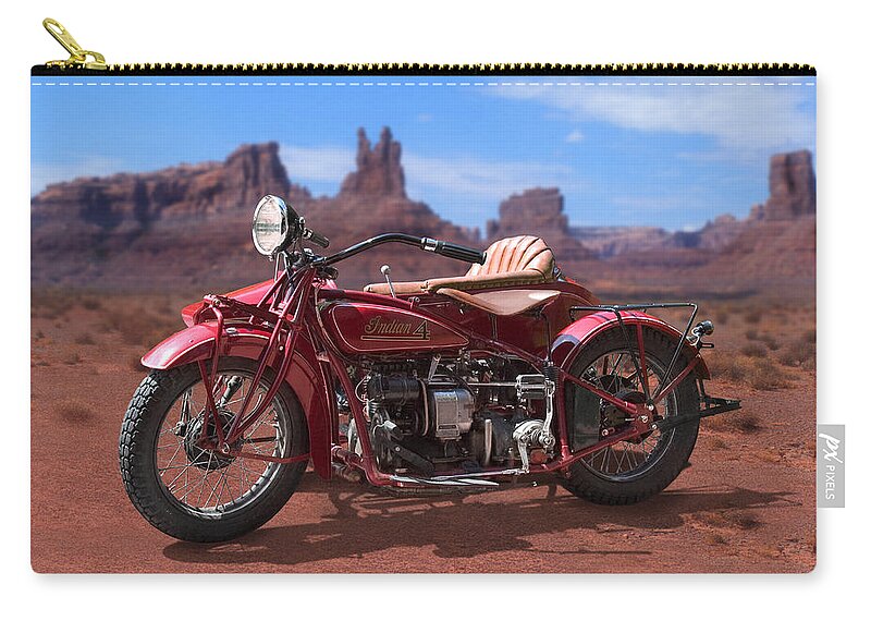 Indian Motorcycle Carry-all Pouch featuring the photograph Indian 4 Sidecar 2 by Mike McGlothlen