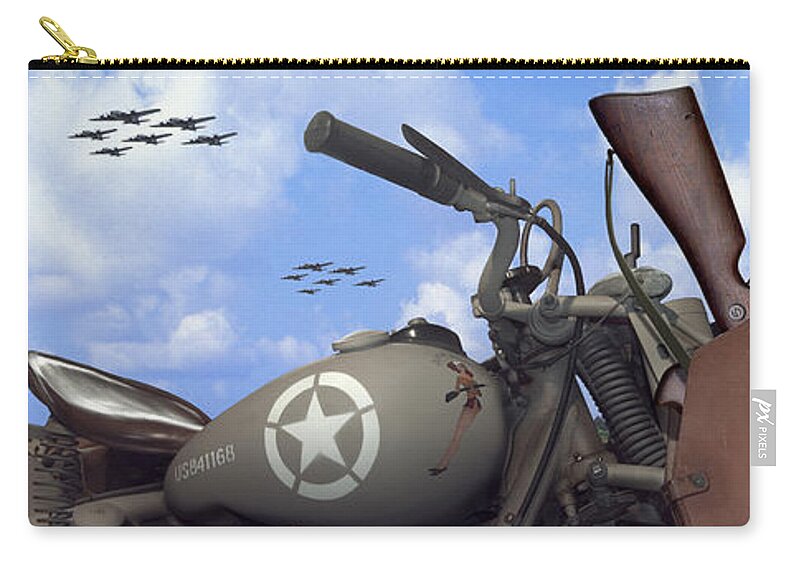 Ww2 Carry-all Pouch featuring the photograph Indian 841 and the B-17 Panoramic by Mike McGlothlen