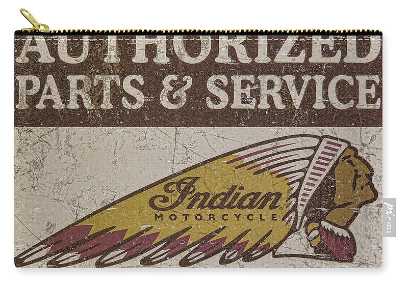 Indian Motorcycle Sign Zip Pouch featuring the photograph Indian Motorcycle Sign by Wes and Dotty Weber