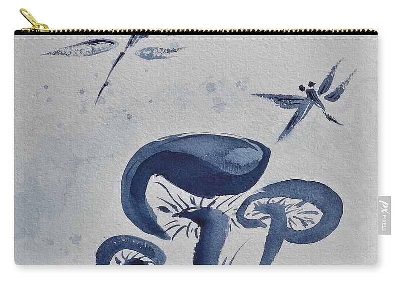 Sumi Zip Pouch featuring the painting Indigo Calm by Beverley Harper Tinsley