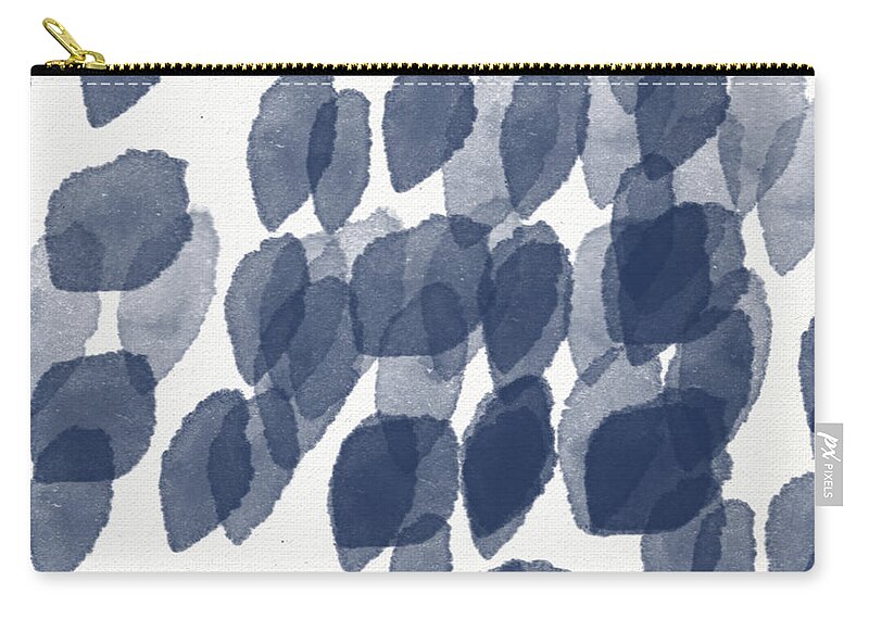 Abstract Painting Zip Pouch featuring the mixed media Indigo Rain- abstract blue and white painting by Linda Woods