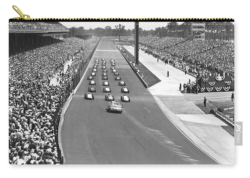 1950's Zip Pouch featuring the photograph Indy 500 Parade Lap by Underwood Archives