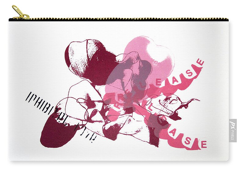 Inhibited Zip Pouch featuring the painting Inhibited Love Release by Ingrid Van Amsterdam