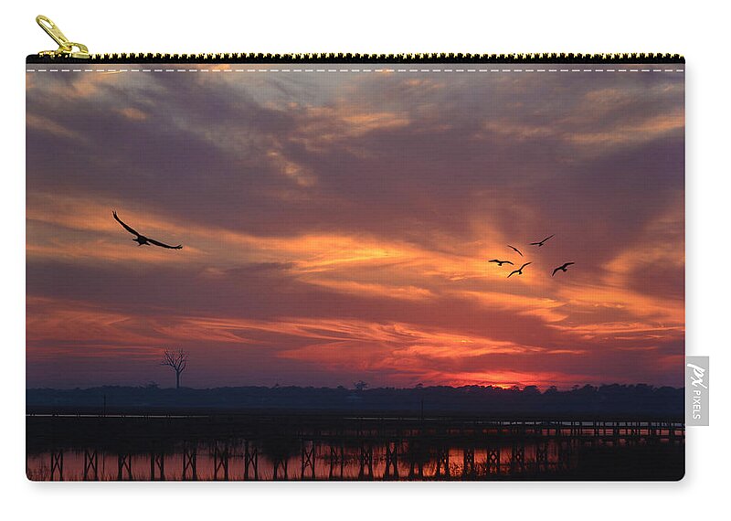 Throw Pillows Carry-all Pouch featuring the photograph Inlet Sunset Throw Pillow by Kathy Baccari