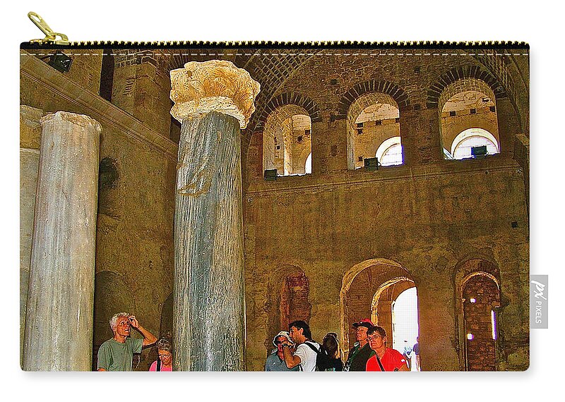 Inside Church Of Saint Nicholas In Myra Zip Pouch featuring the photograph Inside Church of Saint Nicholas in Myra-Turkey by Ruth Hager