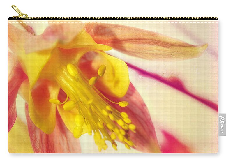 Macro Flower Zip Pouch featuring the photograph Inside the Columbine Flower by Peggy Franz