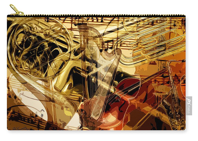 Classical Music Zip Pouch featuring the digital art Instruments by John Vincent Palozzi