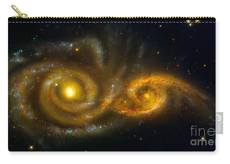 Interacting Zip Pouch featuring the photograph Interacting Spiral Galaxies NGC 2207 and IC 2163 by Nicholas Burningham