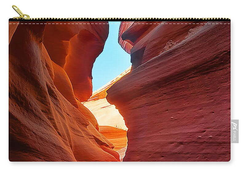 Antelope Canyon Zip Pouch featuring the photograph Into the Light by Jason Chu