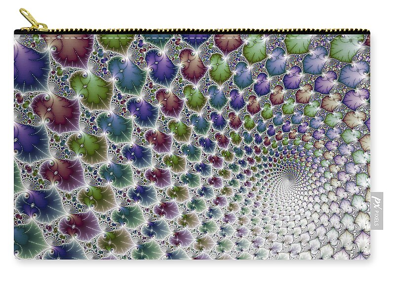 Vortex Zip Pouch featuring the digital art Into the Vortex colorful fractal art by Matthias Hauser