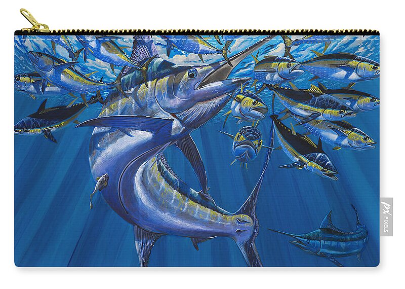 Blue Marlin Zip Pouch featuring the painting Intruder Off003 by Carey Chen