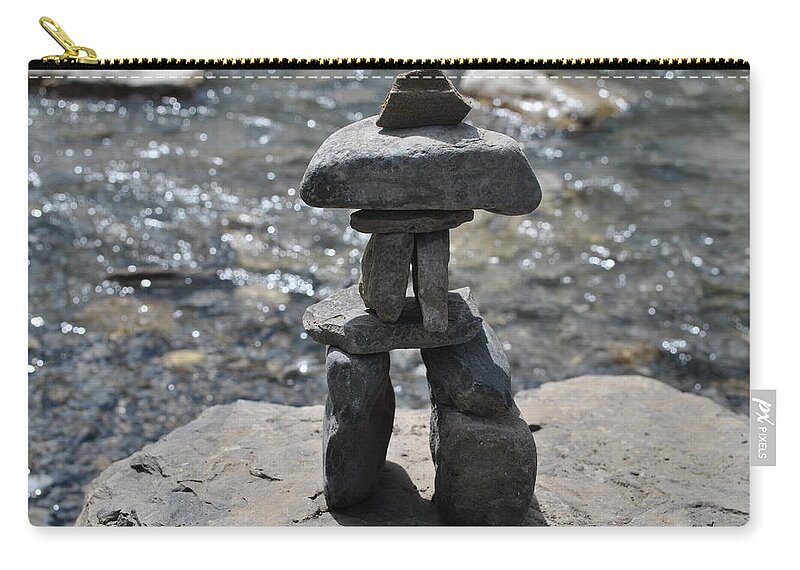 Inukshuk Zip Pouch featuring the photograph Inukshuk by the water by Jim Hogg