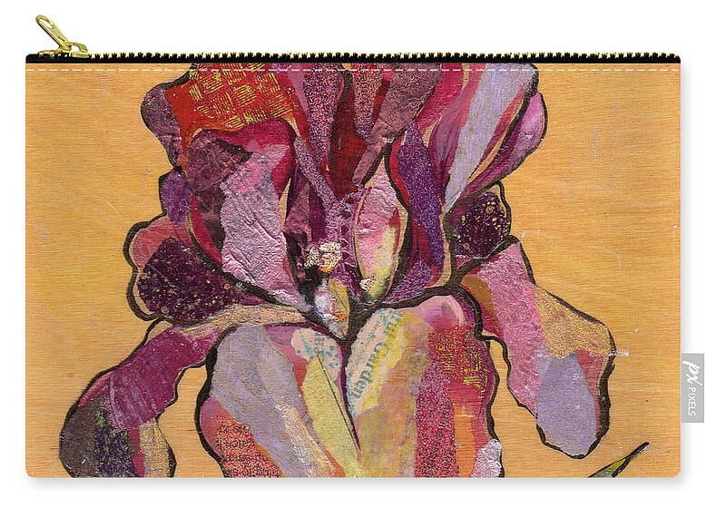 Flower Zip Pouch featuring the painting Iris V - Series V by Shadia Derbyshire
