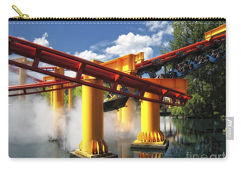 Cedar Point Zip Pouch featuring the photograph Iron Dragon by Timothy Hacker