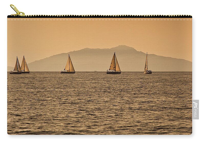 Non-urban Scene Zip Pouch featuring the photograph Ischia Island And Yachts Sailing On Bay by Richard I'anson