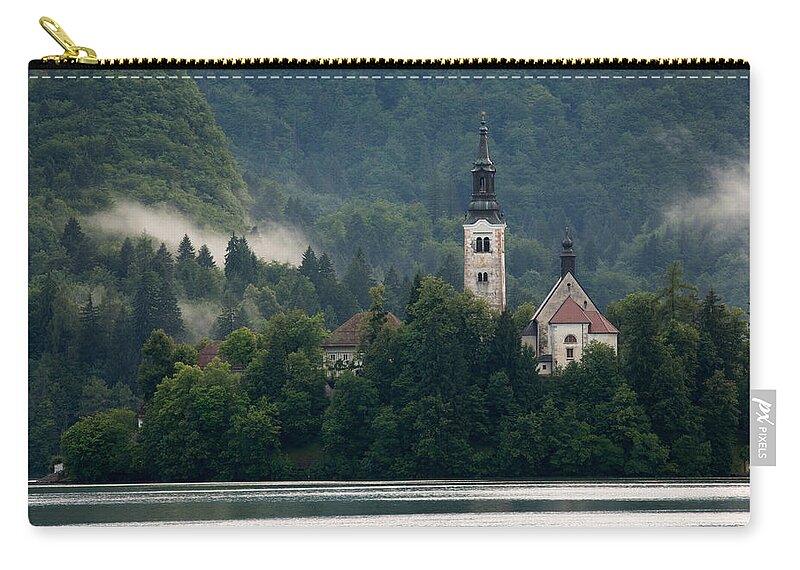 Bled Zip Pouch featuring the photograph Island church by Ian Middleton