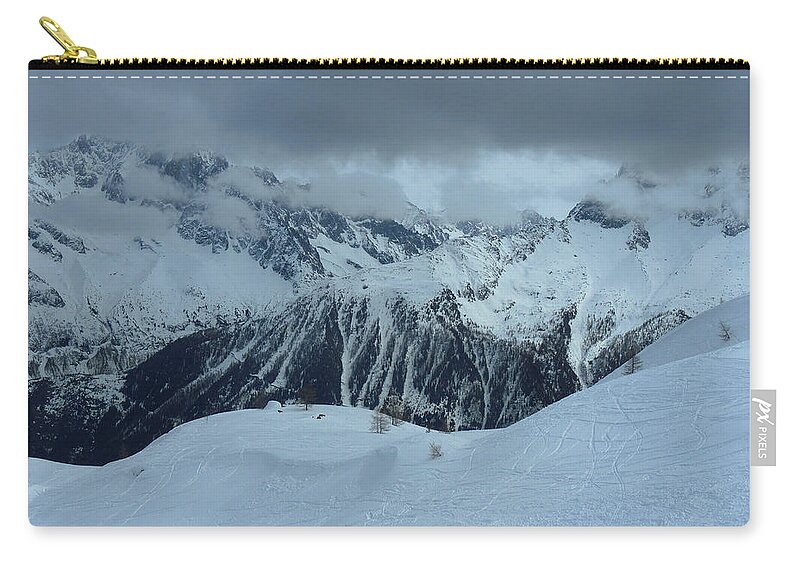 Italian Alps Ski Slope Zip Pouch featuring the photograph Italian Alps Ski Slope by Frank Wilson