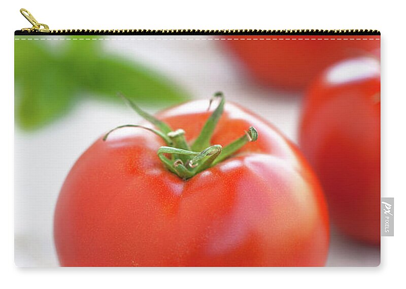 Purity Zip Pouch featuring the photograph Italian Tomatoes And Basil by Ursula Alter