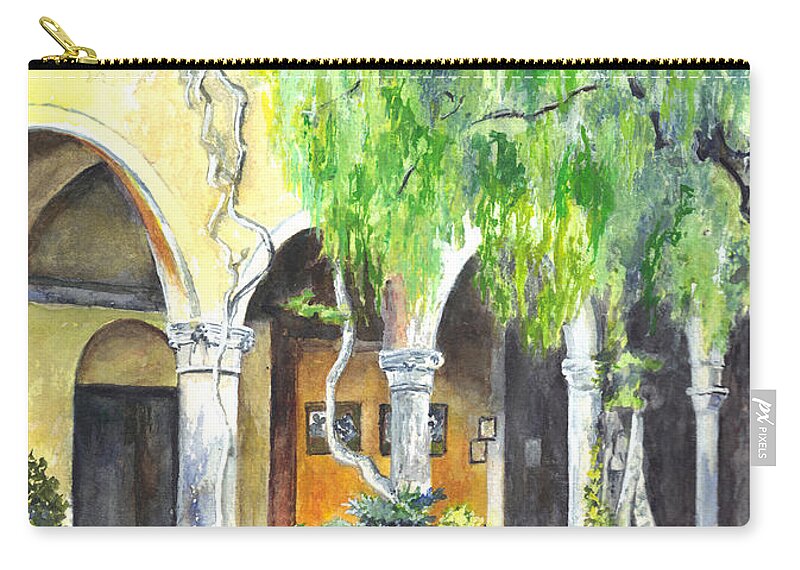 Watercolor Zip Pouch featuring the painting The Italian Villa by Carol Wisniewski