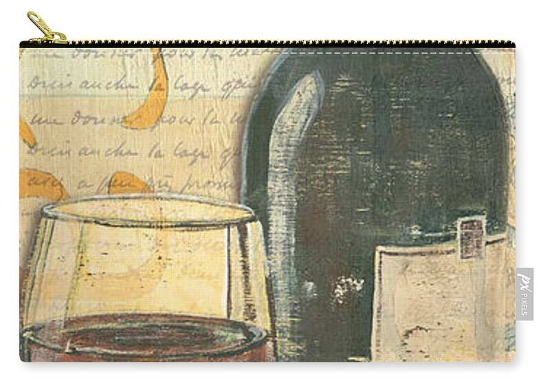 Wine Zip Pouch featuring the painting Italian Wine and Grapes by Debbie DeWitt