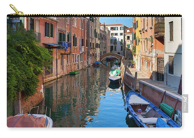 Tranquility Zip Pouch featuring the photograph Italy, Venice, Sleepy Canal In Dorsoduro by Westend61