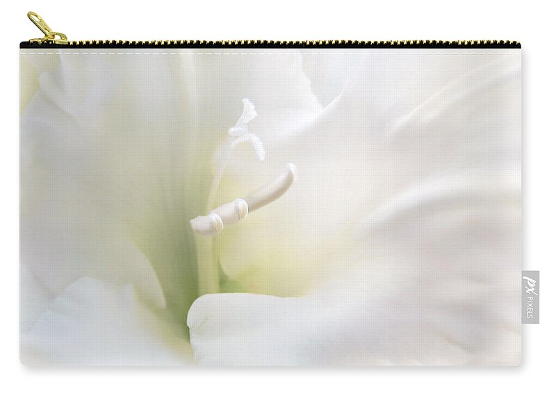 Gladiola Zip Pouch featuring the photograph Ivory Gladiola Flower by Jennie Marie Schell