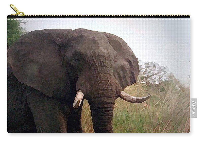 Africa Zip Pouch featuring the painting Ivory King by George Pedro
