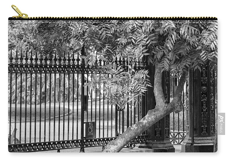 Bench Zip Pouch featuring the photograph Jackson Square Bench And Tree by Jim Shackett