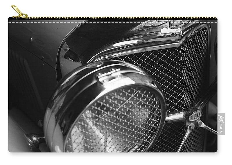 Jaguar Zip Pouch featuring the photograph Jaguar SS angled front by Riccardo Mottola
