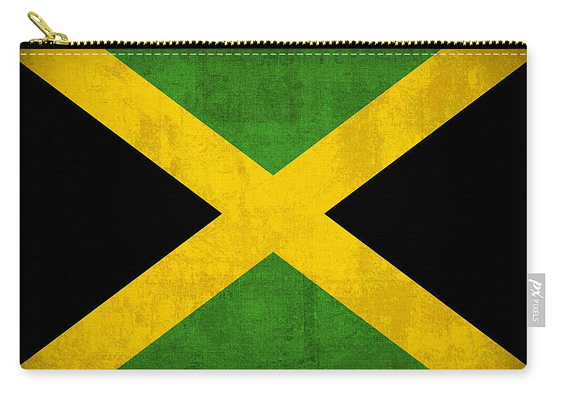 Jamaica Carry-all Pouch featuring the mixed media Jamaica Flag Vintage Distressed Finish by Design Turnpike