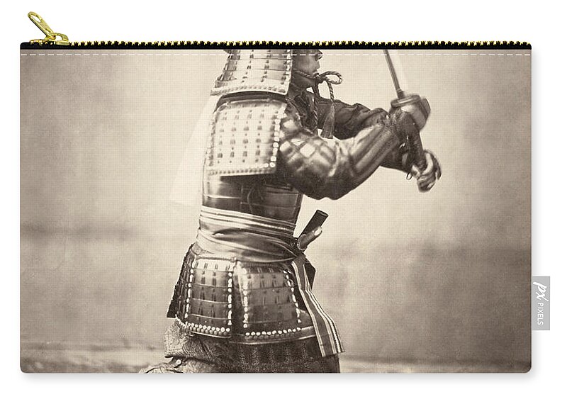 1866 Zip Pouch featuring the photograph Japanese Warrior, C1866 by Granger