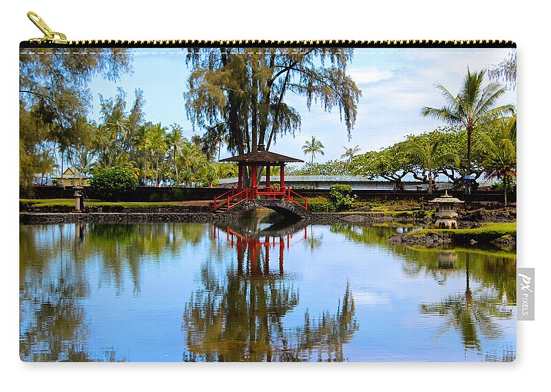 Queen Liliʻuokalani Park And Gardens Zip Pouch featuring the photograph Japanese Gardens by Venetia Featherstone-Witty