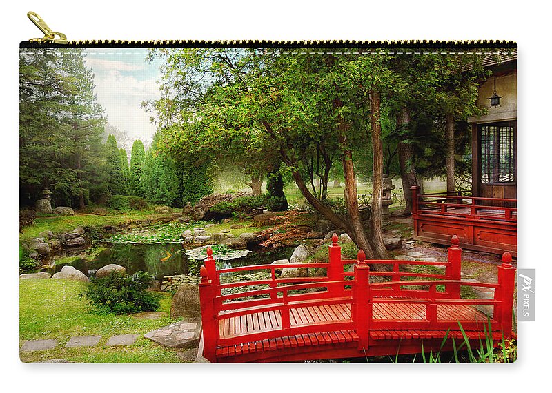 Japan Zip Pouch featuring the photograph Japanese - Harmony and Nature by Mike Savad