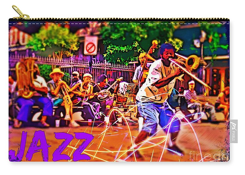 Jazz New Orleans Style Zip Pouch featuring the photograph Jazz New Orleans Style by John Malone