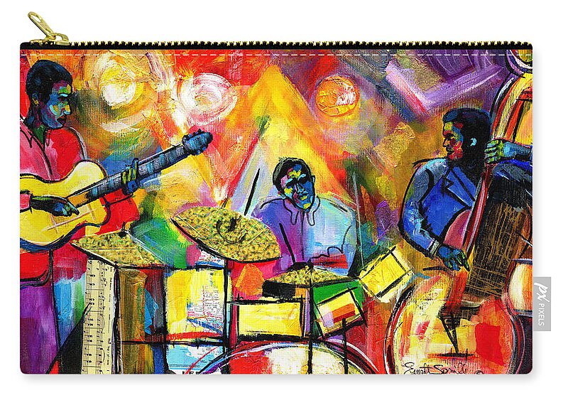 Jazz Zip Pouch featuring the painting Jazz Trio by Everett Spruill