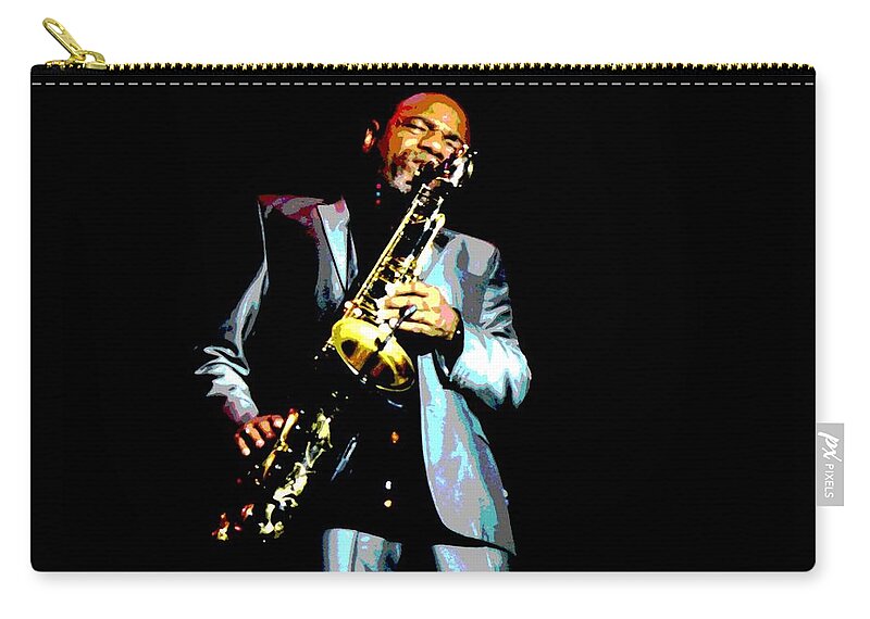 Jazz Zip Pouch featuring the painting Jazzman by Deena Stoddard