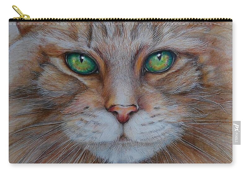 Cat Carry-all Pouch featuring the drawing Jenks by Jean Cormier