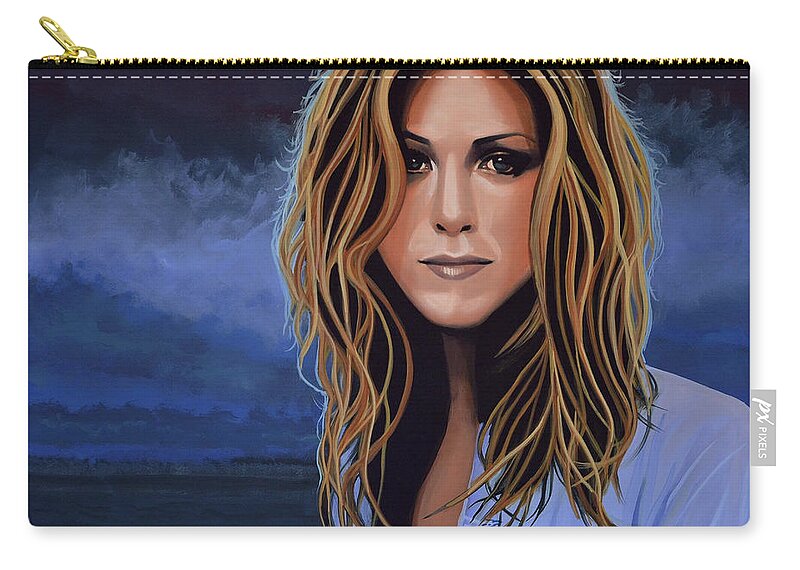 Jennifer Aniston Carry-all Pouch featuring the painting Jennifer Aniston Painting by Paul Meijering