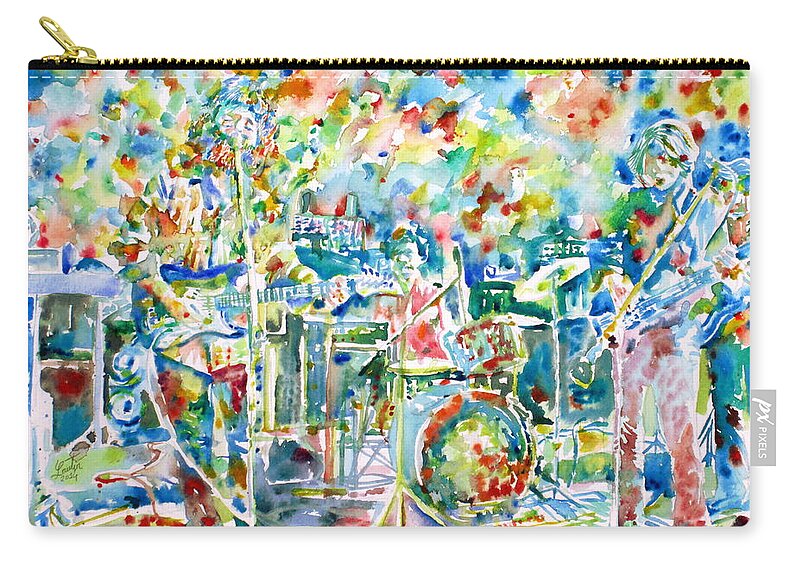 Jerry Garcia Zip Pouch featuring the painting JERRY GARCIA and the GRATEFUL DEAD live concert - watercolor portrait by Fabrizio Cassetta